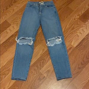 Ripped denim mom jeans